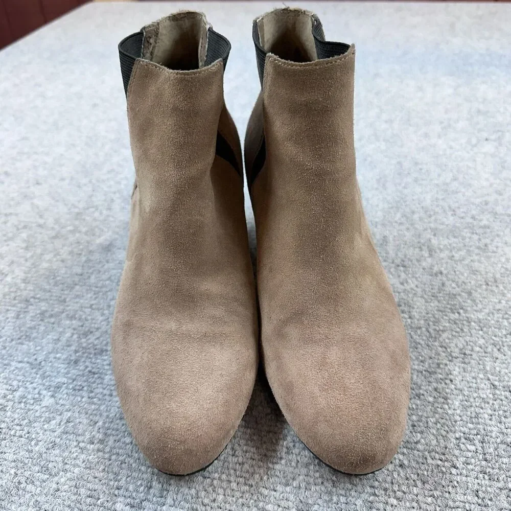 Sam Edelman Morillo Ankle Booties Womens 8 Brown Suede Block Heel Zip READ